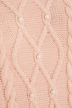 Pink Knitted Pearl Mini Jumper Dress -Claasyoo Shop 00100034982 ZS