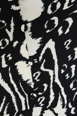 Black Animal Print Midi Dress -Claasyoo Shop 00100035022 ZS