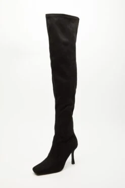 Black Over The Knee Heeled Boots -Claasyoo Shop 00100035048 XB