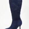 Navy Knee High Heeled Boots -Claasyoo Shop 00100035068 ZM