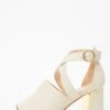 Cream Faux Leather Cut Out Heeled Ankle Boots