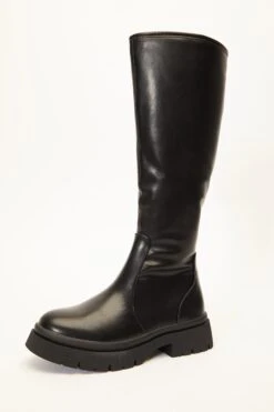 Black Knee High Chunky Boots -Claasyoo Shop 00100035102 XB