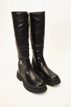 Black Knee High Chunky Boots -Claasyoo Shop 00100035102 XS