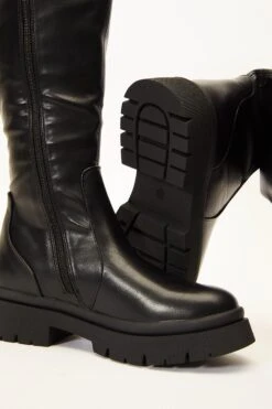 Black Knee High Chunky Boots -Claasyoo Shop 00100035102 ZB