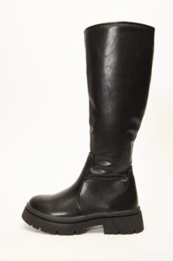 Black Knee High Chunky Boots