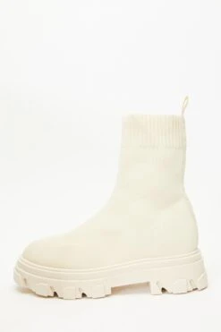 Cream Knitted Runner Boots