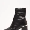 Black Faux Leather Heeled Ankle Boots -Claasyoo Shop 00100035124 ZM