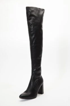Black Over The Knee Block Heel Boots -Claasyoo Shop 00100035130 XB