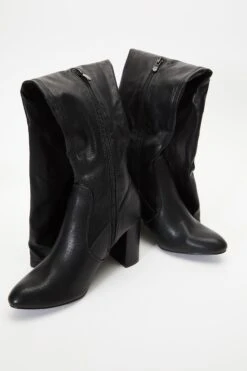 Black Over The Knee Block Heel Boots -Claasyoo Shop 00100035130 XS