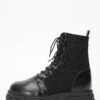 Black Lace Up Knitted Boots -Claasyoo Shop 00100035137 ZM