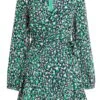 Green Animal Print Playsuit -Claasyoo Shop 00100035190 ZM