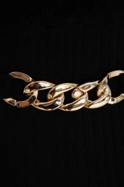 Black Knitted Chain Mini Dress -Claasyoo Shop 00100035241 ZS