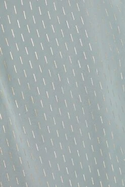 Grey Metallic Stripe Chiffon Midi Dress -Claasyoo Shop 00100035252 ZS