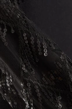 Black Knitted Embellished Mini Dress -Claasyoo Shop 00100035261 ZS