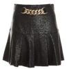 Black Faux Leather Pleated Mini Skirt