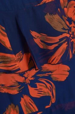 Orange Floral Chiffon Tiered Midi Skirt -Claasyoo Shop 00100035490 ZS