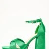 Green Satin Jewel Platform Heeled Sandals -Claasyoo Shop 00100035676 ZM