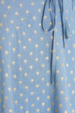 Blue Polka Dot Foil Mini Dress -Claasyoo Shop 00100035707 ZS