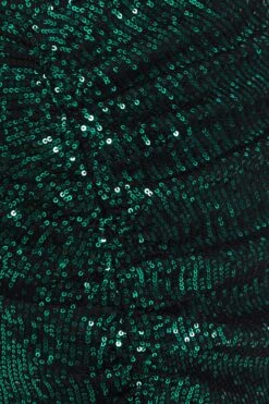 Green Sequin Ruched Midi Skirt -Claasyoo Shop 00100035712 ZS