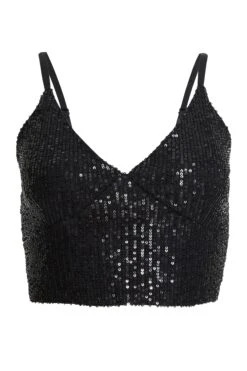 Black Sequin Crop Top