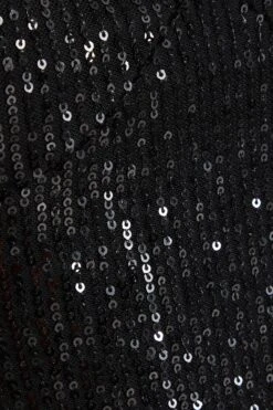 Black Sequin Crop Top -Claasyoo Shop 00100035713 ZS