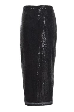 Black Sequin Ruched Midi Skirt 12 Black Sequin Ruched Midi Skirt -Claasyoo Shop 00100035714 ZB