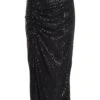 Black Sequin Ruched Midi Skirt -Claasyoo Shop 00100035714 ZM