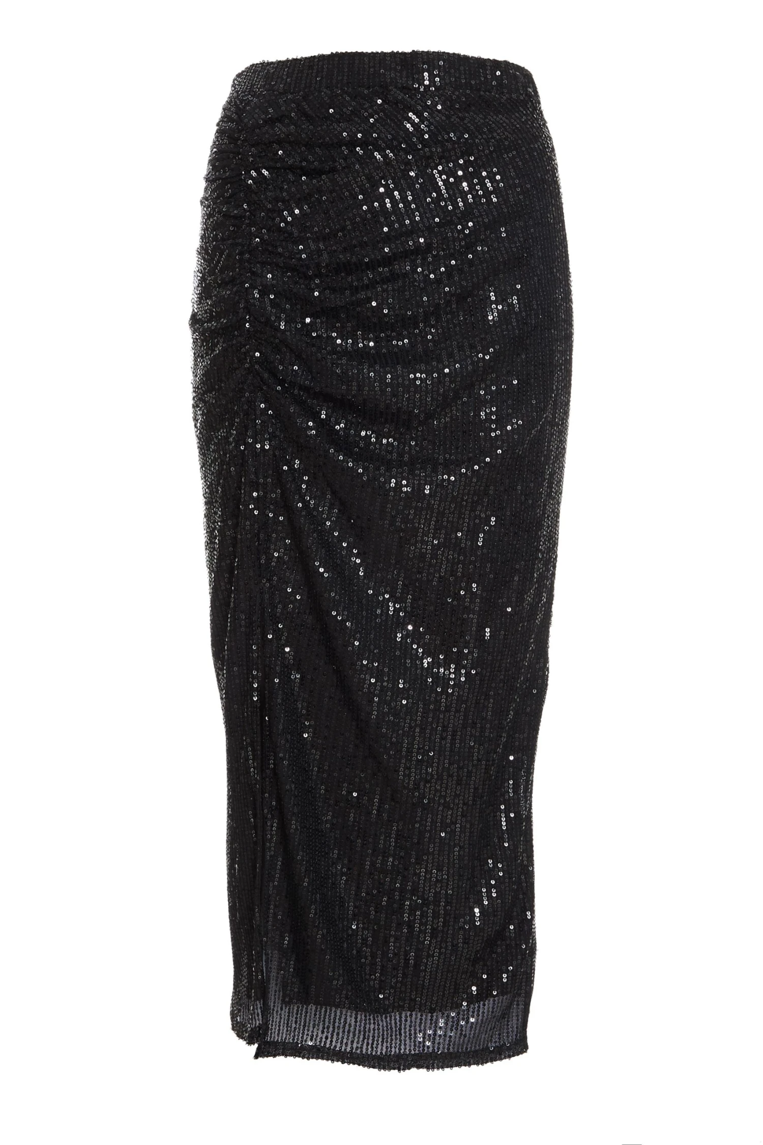 Black Sequin Ruched Midi Skirt 3 Black Sequin Ruched Midi Skirt