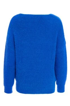 Royal Blue Knitted Fluffy Jumper -Claasyoo Shop 00100035741 ZB