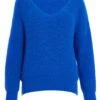 Royal Blue Knitted Fluffy Jumper -Claasyoo Shop 00100035741 ZM