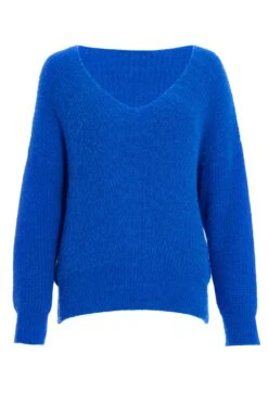 Royal Blue Knitted Fluffy Jumper