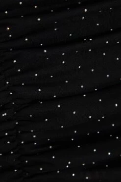 Black Diamante Mesh Mini Skirt -Claasyoo Shop 00100035837 ZS