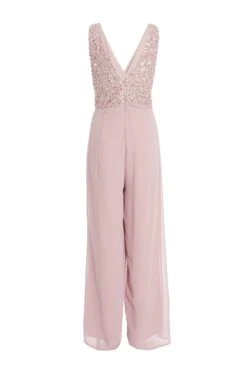 Pink Chiffon Embellished Palazzo Jumpsuit -Claasyoo Shop 00100035924 ZB