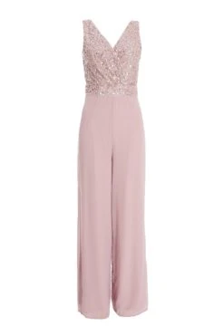 Pink Chiffon Embellished Palazzo Jumpsuit