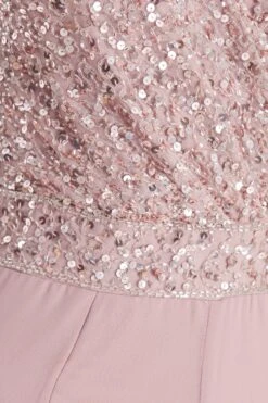 Pink Chiffon Embellished Palazzo Jumpsuit -Claasyoo Shop 00100035924 ZS