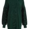 Bottle Green Embellished Jumper -Claasyoo Shop 00100035931 ZM