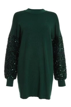 Bottle Green Embellished Jumper