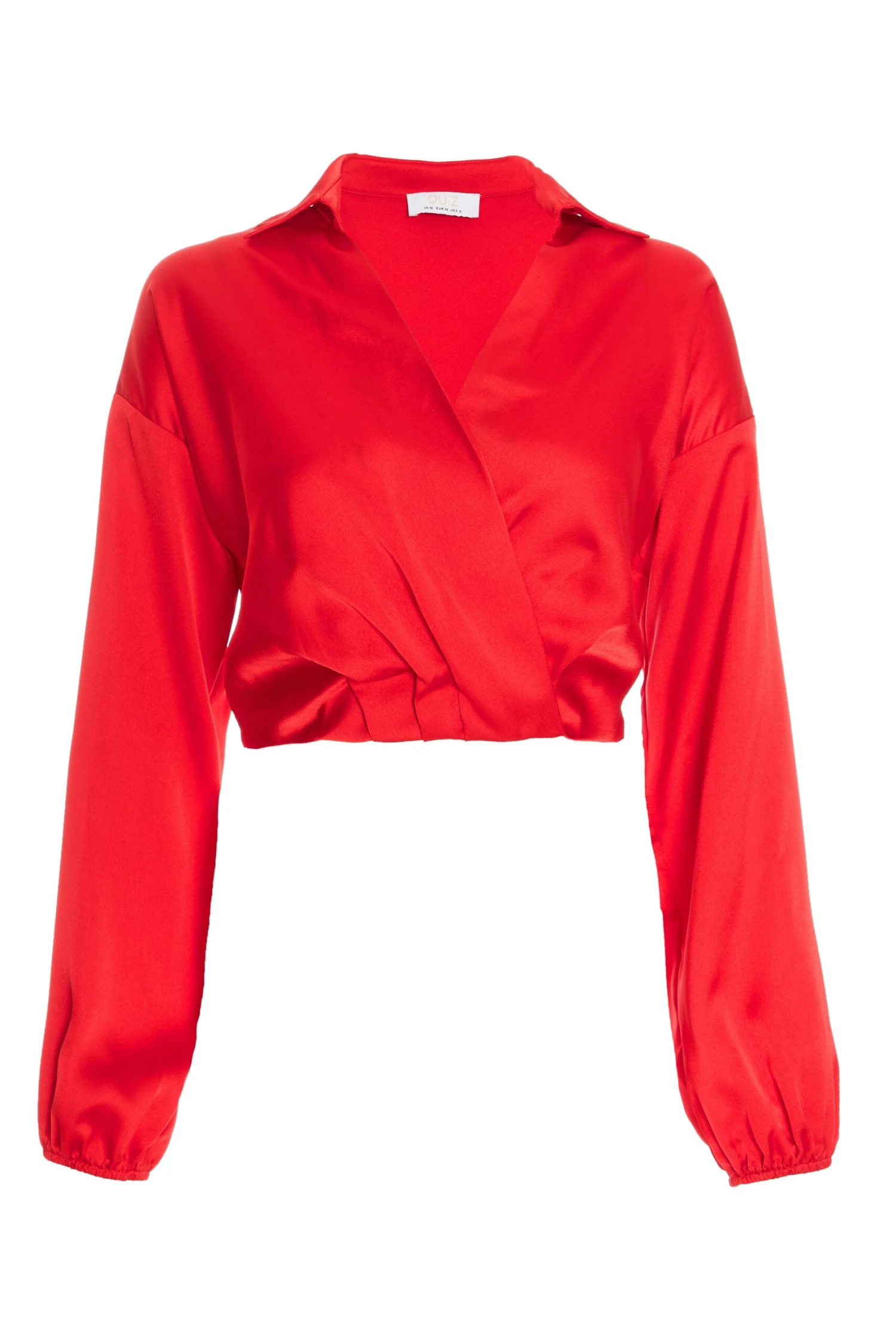 Red Satin Wrap Crop Top 3 Red Satin Wrap Crop Top