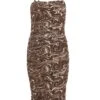 Brown Marble Print Mesh Bodycon Midi Dress -Claasyoo Shop 00100036004 ZM