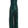 Bottle Green Sequin Cowl Neck Palazzo Jumpsuit 2 Bottle Green Sequin Cowl Neck Palazzo Jumpsuit -Claasyoo Shop 00100036010 ZM