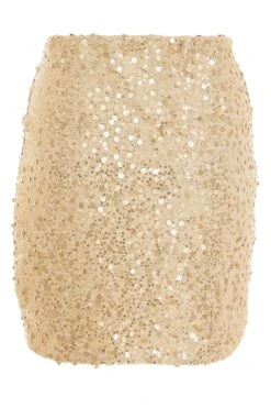 Gold Sequin Mini Skirt 12 Gold Sequin Mini Skirt -Claasyoo Shop 00100036035 ZB