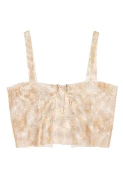 Gold Diamante Chain Crop Top -Claasyoo Shop 00100036043 ZB