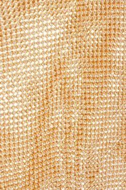 Gold Diamante Chain Crop Top -Claasyoo Shop 00100036043 ZS