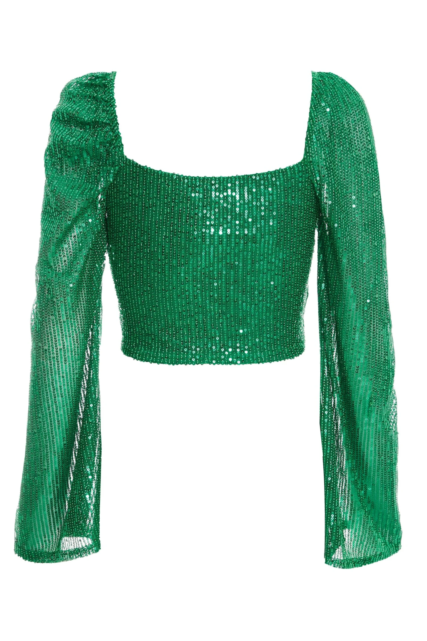 Green Sequin Cut Out Crop Top 7 Green Sequin Cut Out Crop Top - Image 5