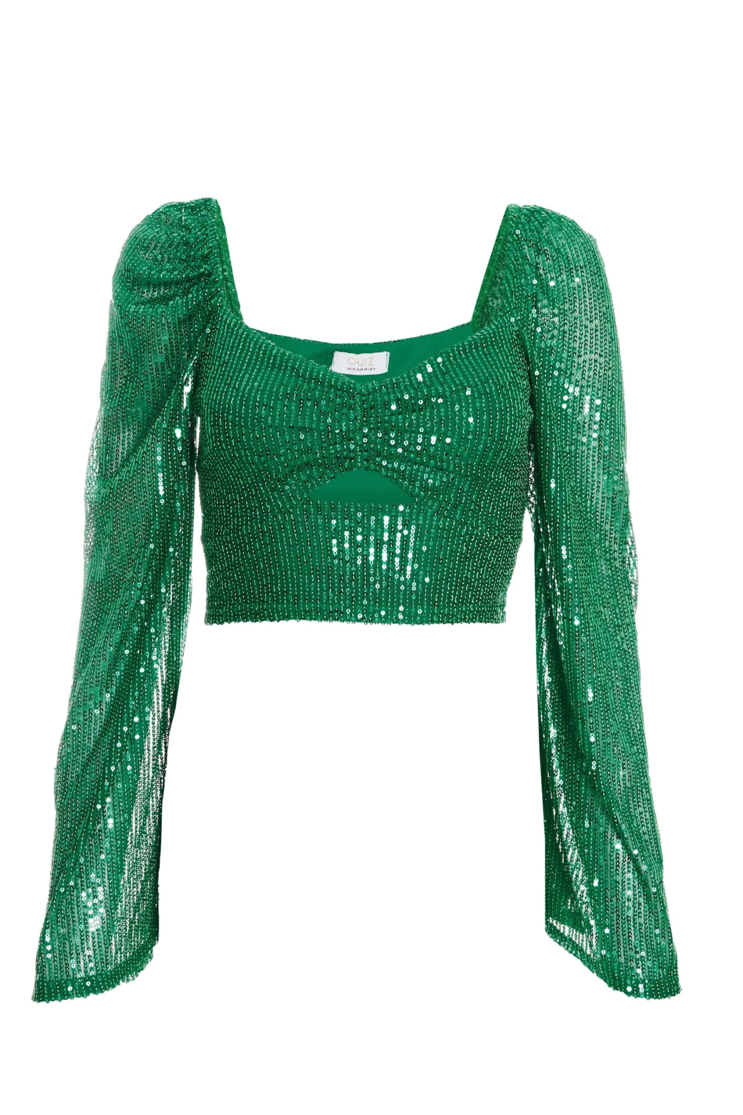 Green Sequin Cut Out Crop Top 3 Green Sequin Cut Out Crop Top