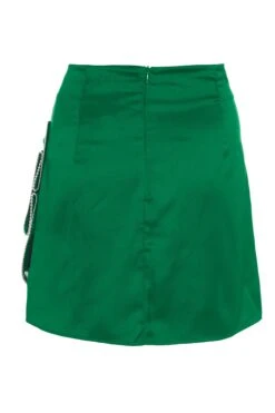 Green Satin Bow Mini Skirt -Claasyoo Shop 00100036176 ZB