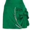 Green Satin Bow Mini Skirt -Claasyoo Shop 00100036176 ZM