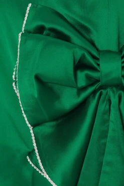 Green Satin Bow Mini Skirt -Claasyoo Shop 00100036176 ZS
