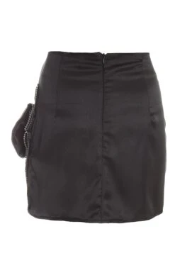 Black Satin Bow Mini Skirt 12 Black Satin Bow Mini Skirt -Claasyoo Shop 00100036177 ZB