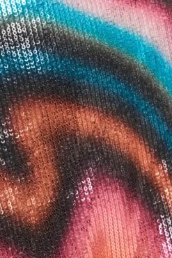 Multicoloured Sequin Marble Print Mini Skirt -Claasyoo Shop 00100036199 ZS